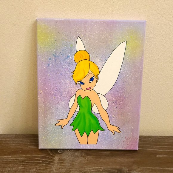 Hand painted Tinkerbell on canvas - Picture 2 of 9